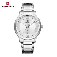NAVIFORCE NF9254 Stainless Steel Luxury Fashion Elegant Business Luminous Calendar Quartz Watch For Men - White & Silver